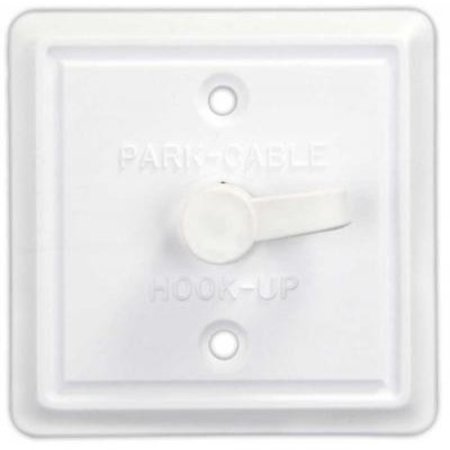 JR PRODUCTS SQUARE CABLE TV PLATE, POLAR WHITE 47795